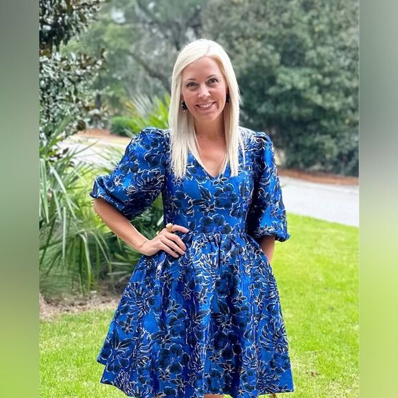 Lilly Pulitzer Calyssa Brocade 3/4 Bloom Sleeve Dress NWT Size 00 - Picture 7 of 8